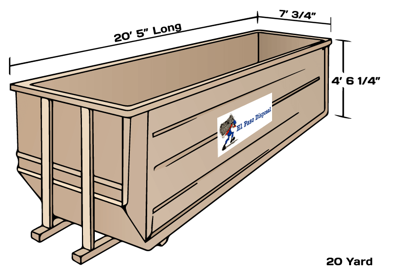 Illustration of Roll-Off Container Dimensions.